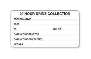 United Ad Label Co 24 Hour Urine Collection Labels - Urine Collection Label, 24 Hour, White, 320/Roll - UC301