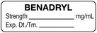 United Ad Label Co Anesthesia Labels - Benadryl Label, mg / ml, 1-1/2" x 1/2", White, 610/Roll - ULAL024