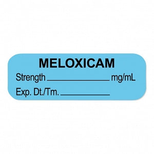 United Ad Label Co. Drug Tape / Labels - Meloxicam Label, Strength (mg / mL), Expiration Date / Time, Light Blue, 1-1/2" x 1/2", Permanent, 610 Labels / Roll - ULAL1533