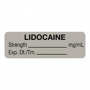 United Ad Label Co Anesthesia Labels - Lidocaine Label, mg, 1-1/2" x 1/2", Gray, 610/Roll - ULAL743