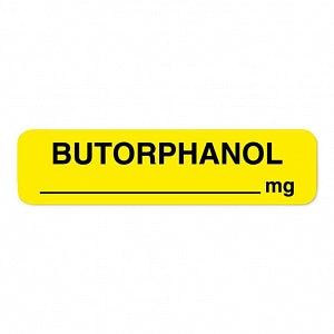 United Ad Label Co. Drug Tape / Labels - Butorphanol Label, mg, Yellow, 1-1/4" x 5/16", Permanent, 760 Labels / Roll - ULAN467