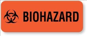 United Ad Label Hazard Warning Labels - Biohazard Warning Label, Fluorescent Red, 1-1/4" x 5/`6", 769/Roll - ULBH101