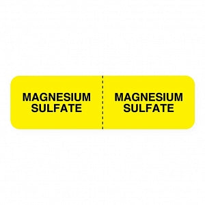 United Ad Label Magnesium Sulfate Labels - Magnesium Sulfate Labels, Fluorescent Yellow, 3" x 7/8" - ULCU12013