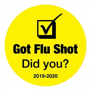 United Ad Label Company UAL Got Flu Shot Did You Labels - Got Flu Shot Did You? Label, Yellow, Circle, 3/4", 380/Roll - ULFLUYL