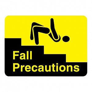 United Ad Label Fall Precautions Labels - Fall Precautions Label, Black and Fluorescent Yellow, 2-3/8" x 1-3/4" - ULHN306