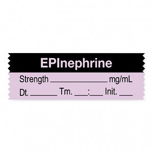 United Ad Label Anesthesia Tapes - Anesthesia Tape Labels, 1-1/2" x 1/2", Epinephrine with mg / mL and Date / Time, Purple, 500"/Roll - ULTA152-D