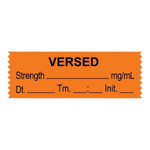 United Ad Label Anesthesia Tapes - Anesthesia Tape Labels, 1-1/2" x 1/2", VERSED with mg / mL and Date / Time, Orange, 500"/Roll - ULTJ013-D