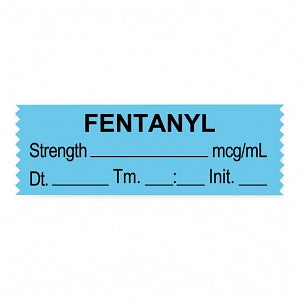 United Ad Label Anesthesia Tapes - Anesthesia Tape Labels, 1-1/2" x 1/2", FENTANYL with Strength, Date / Time and Initials, Blue, 500"/Roll - ULTJ067-D