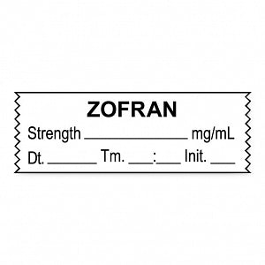 United Ad Label Anesthesia Tapes - Anesthesia Tape Labels, 1-1/2" x 1/2", ZOFRAN with Strength, Date / Time and Initials, White, 500"/Roll - ULTJ112-D