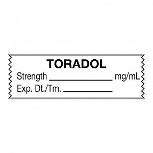 United Ad Label Anesthesia Tapes - Anesthesia Tape Labels, 1-1/2" x 1/2", TORADOL with Strength, Date / Time and Initials, White, 500"/Roll - ULTJ12006