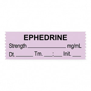 United Ad Label Anesthesia Tapes - Anesthesia Tape Labels, 1-1/2" x 1/2", EPHEDRINE with mg / mL, Date / Time and Initials, Purple, 500"/Roll - ULTJ151-D