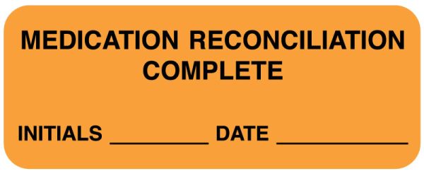 Medical Use Labels - Medication Reconciliation Complete, 2-1/4" x 7/8"