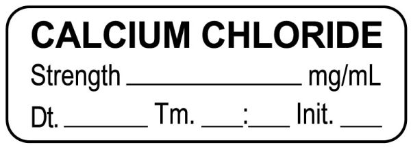 Medical Use Labels Anesthesia Label Calcium Chloride Mgml Date Tim — Grayline Medical 3885