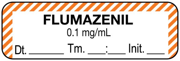 Medical Use Labels - Anesthesia Label, Flumazenil 0.1 mg/mL Date Time Initial, 1-1/2" x 1/2"