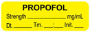 Medical Use Labels - Anesthesia Label, Propofol mg/mL Date Time Initial, 1-1/2" x 1/2"