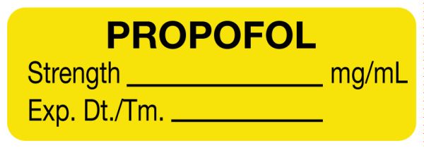 Medical Use Labels - Anesthesia Label, Propofol mg/mL, 1-1/2" x 1/2"