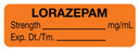 Medical Use Labels - Anesthesia Label, Lorazepam mg/mL, 1-1/2" x 1/2"