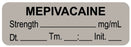 Medical Use Labels - Anesthesia Label, Mepivacaine mg/mL Date Time Initial, 1-1/2" x 1/2"