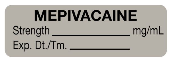 Medical Use Labels - Anesthesia Label, Mepivacaine mg/mL, 1-1/2" x 1/2"