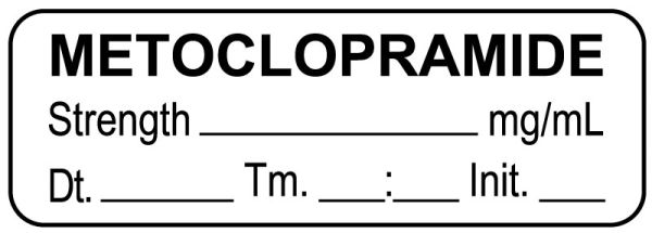 Medical Use Labels - Anesthesia Label, Metoclopramide mg/mL Date Time Initial, 1-1/2" x 1/2"