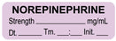 Medical Use Labels - Anesthesia Label, Norepinephrine Date Time Initial, 1-1/2" x 1/2"