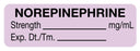 Medical Use Labels - Anesthesia Label, Norepinephrine mg/mL, 1-1/2" x 1/2"