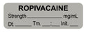 Medical Use Labels - Anesthesia Label, Ropivacaine mg/mL Date Time Initial, 1-1/2" x 1/2"