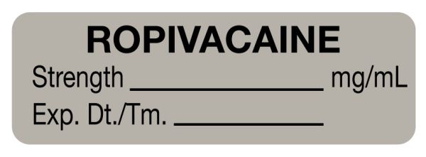 Medical Use Labels - Anesthesia Label, Ropivacaine mg/mL, 1-1/2" x 1/2"