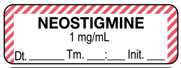 Medical Use Labels - Anesthesia Label, Neostigmine 1mg/mL Date Time Initial, 1-1/2" x 1/2"