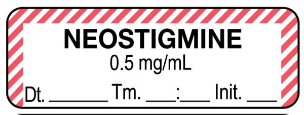 Medical Use Labels - Anesthesia Label, NEOSTIGMINE 0.5 mg/mL Date Time Initial, 1-1/2" x 1/2"