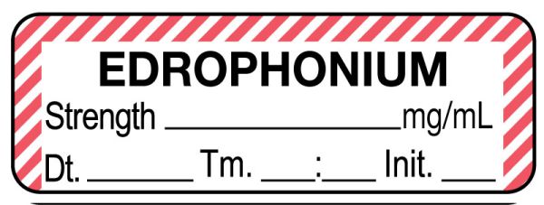 Medical Use Labels - Anesthesia Label, Edrophonium mg/mL Date Time Initial, 1-1/2" x 1/2"