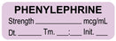 Medical Use Labels - Anesthesia Label, Phenylephrine mcg/mL Date Time Initial, 1-1/2" x 1/2"