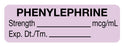 Medical Use Labels - Anesthesia Label, Phenylephrine mcg/mL, 1-1/2" x 1/2"