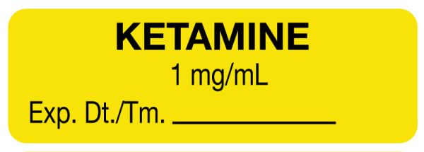 Medical Use Labels - Anesthesia Label, Ketamine 1 mg/mL, 1-1/2" x 1/2"