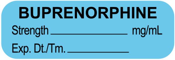 Medical Use Labels - Anesthesia Label, Buprenorphine mg/mL, 1-1/2" x 1/2"