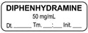 Medical Use Labels - Anesthesia Label, Diphenhydramine 50 mg/mL Date Time Initial, 1-1/2" x 1/2"