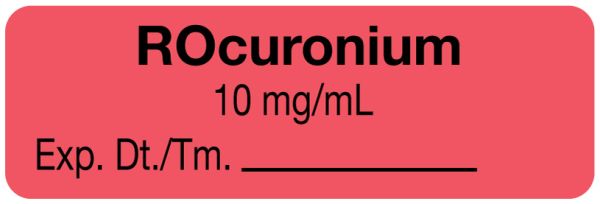 Medical Use Labels - Anesthesia Label, Rocuronium 10mg/mL, 1-1/2" x 1/2"