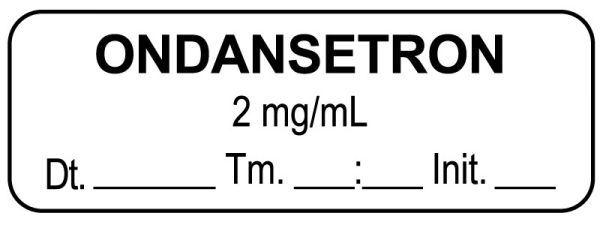 Medical Use Labels - Anesthesia Label, Ondansetron 2mg/mL Date Time Initial, 1-1/2" x 1/2"