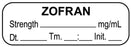 Medical Use Labels - Anesthesia Label, Zofran mg/mL Date Time Initial, 1-1/2" x 1/2"