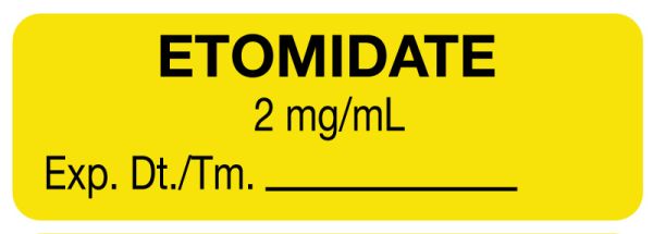 Medical Use Labels - Anesthesia Label, Etomidate 2 Mg/mL, 1-1/2" x 1/2"