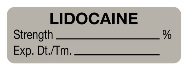 Medical Use Labels - Anesthesia Label, Lidocaine %, 1-1/2" x 1/2"