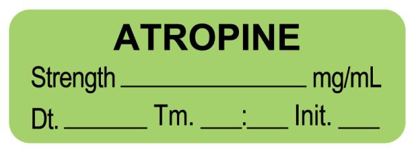 Medical Use Labels - Anesthesia Label, Atropine mg/mL DTI 1-1/2" x 1/2"