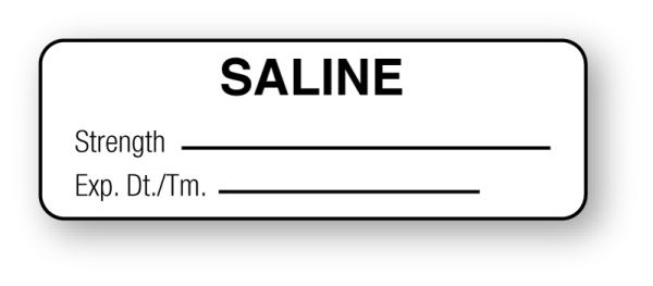 Medical Use Labels - Anesthesia Label, Saline, 1-1/2" x 1/2"