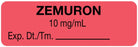 Medical Use Labels - Anesthesia Label, Zemuron 10 mg/mL 1.5 X .5, 1-1/2" x 1/2"