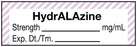 Medical Use Labels - Anesthesia Label, Hydralazine mg/mL, 1-1/2" x 1/2"