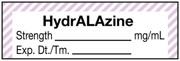 Medical Use Labels - Anesthesia Label, Hydralazine mg/mL, 1-1/2" x 1/2"