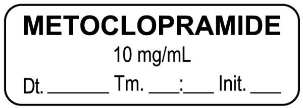 Medical Use Labels - Anesthesia Label, Metoclopramide 10 mg/mL Date Time Initial, 1-1/2" x 1/2"