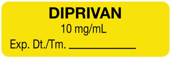 Medical Use Labels - Anesthesia Label, Diprivan 10 mg/mL, 1-1/2" x 1/2"