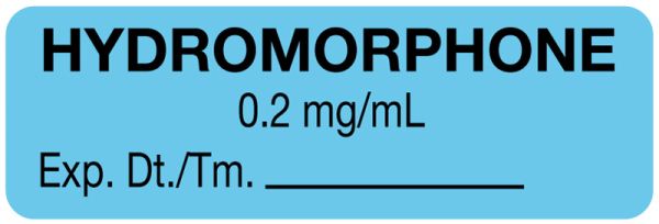 Medical Use Labels - Anesthesia Label, Hydromorphone 0.2mg/mL, 1-1/2" x 1/2"