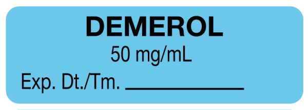 Medical Use Labels - Anesthesia Label, Demerol 50 mg/mL, 1-1/2" x 1/2"